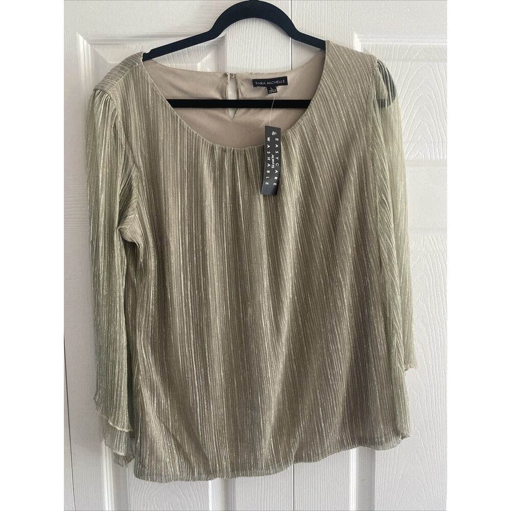 Sara Michelle‎ Women's Silver Metallic Large Blouse NEW Whimsy Lined